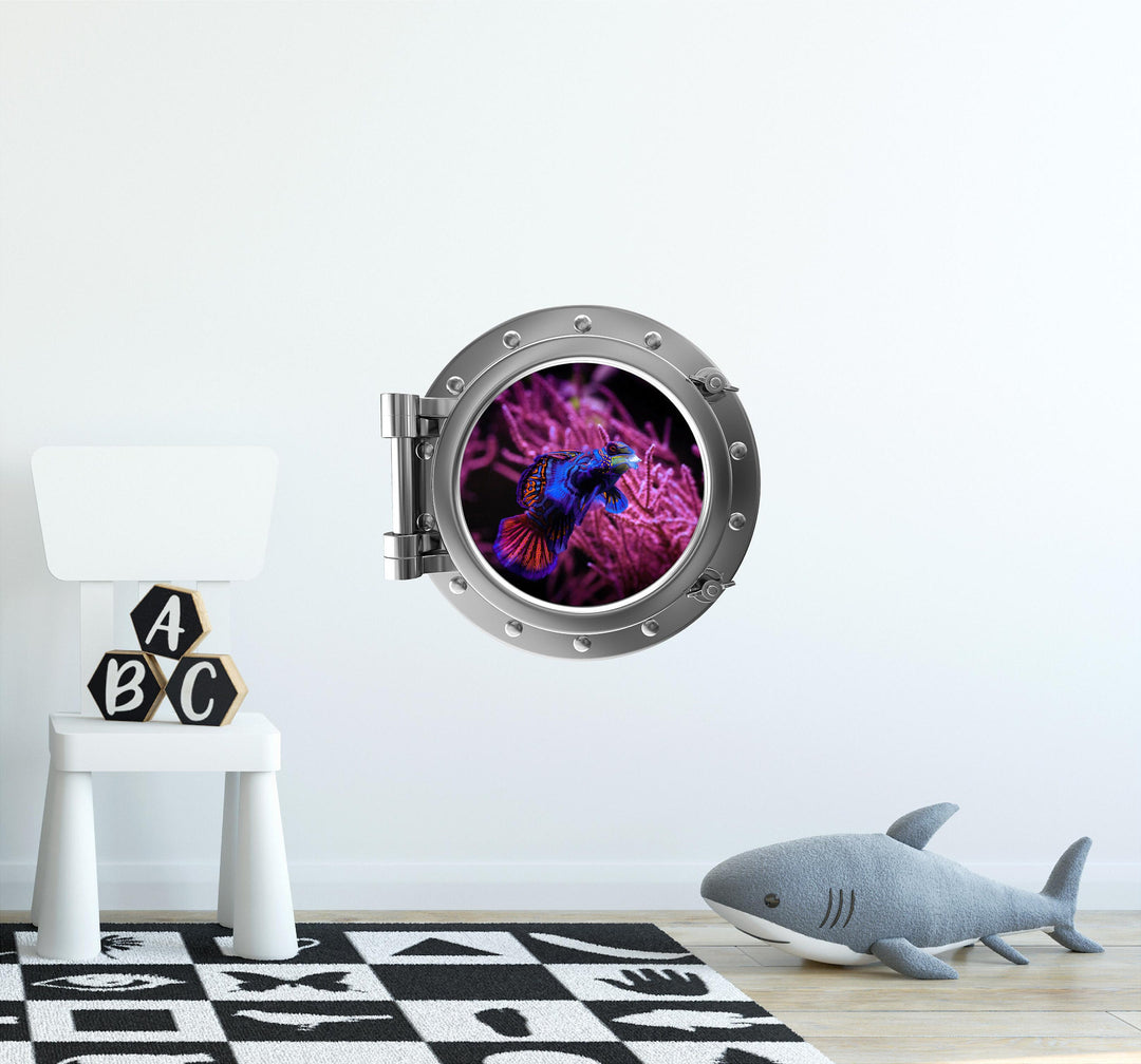 PortScape Mandarinfish 1 | Ocean Porthole Window Wall Decal