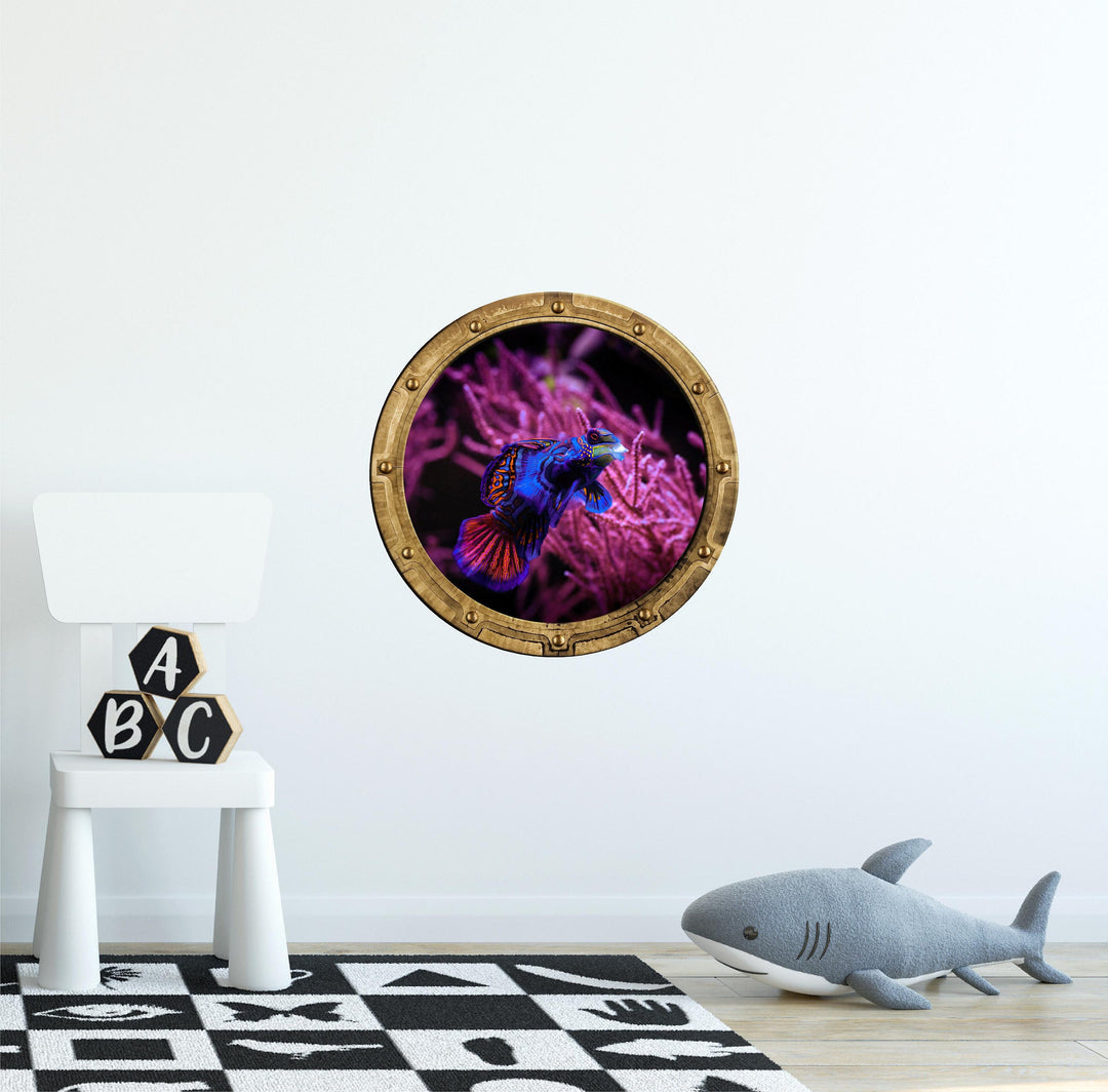 PortScape Mandarinfish 1 | Ocean Porthole Window Wall Decal