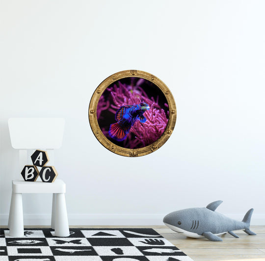 PortScape Mandarinfish 1 | Ocean Porthole Window Wall Decal