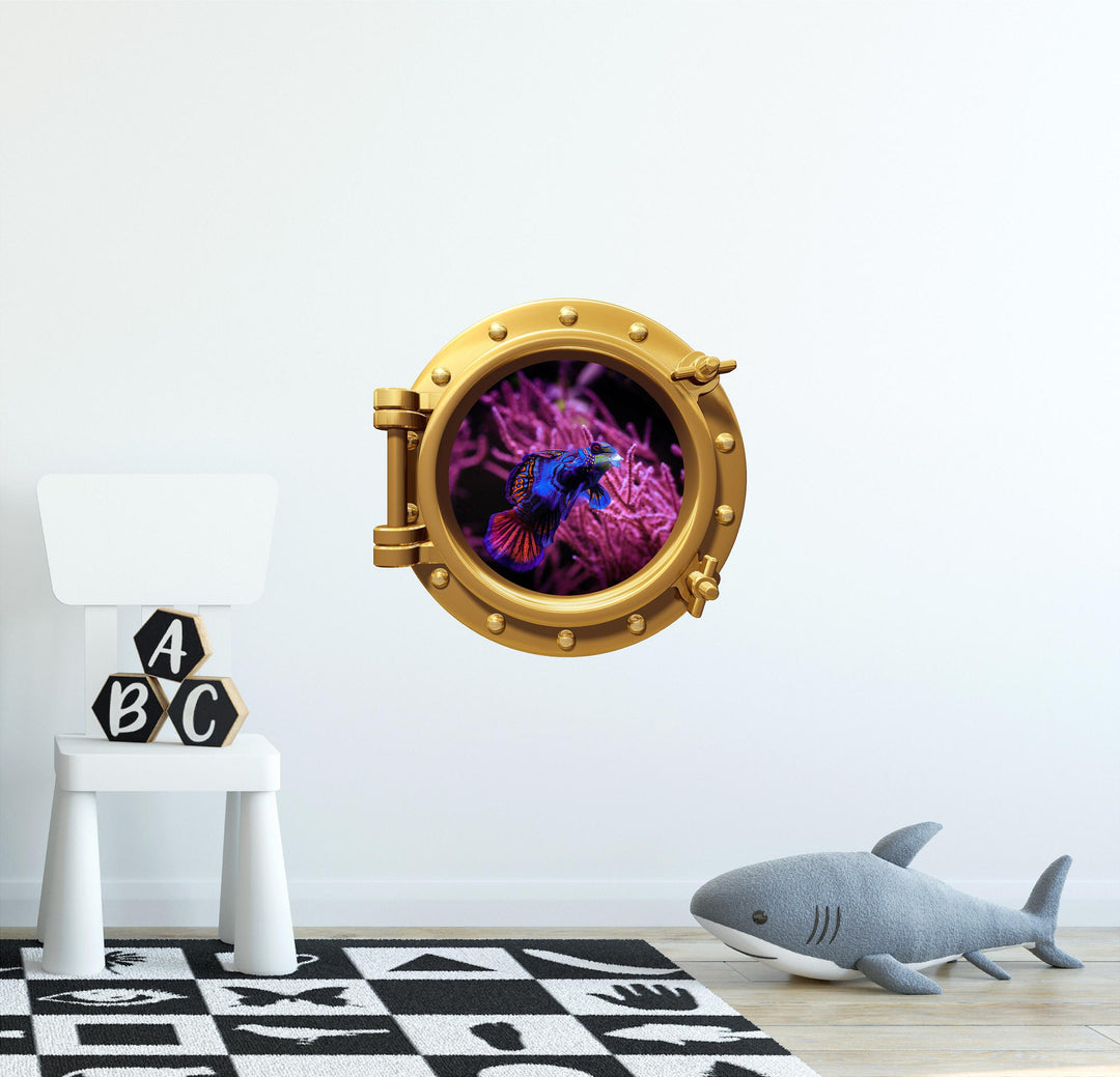 PortScape Mandarinfish 1 | Ocean Porthole Window Wall Decal
