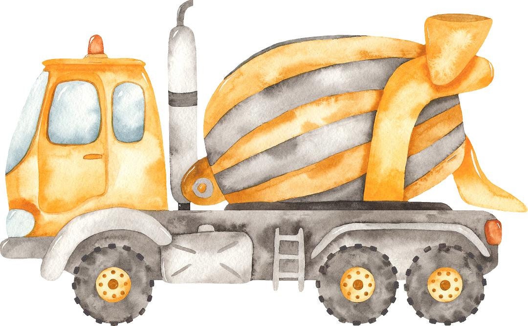 Watercolor Cement Truck Wall Decal
