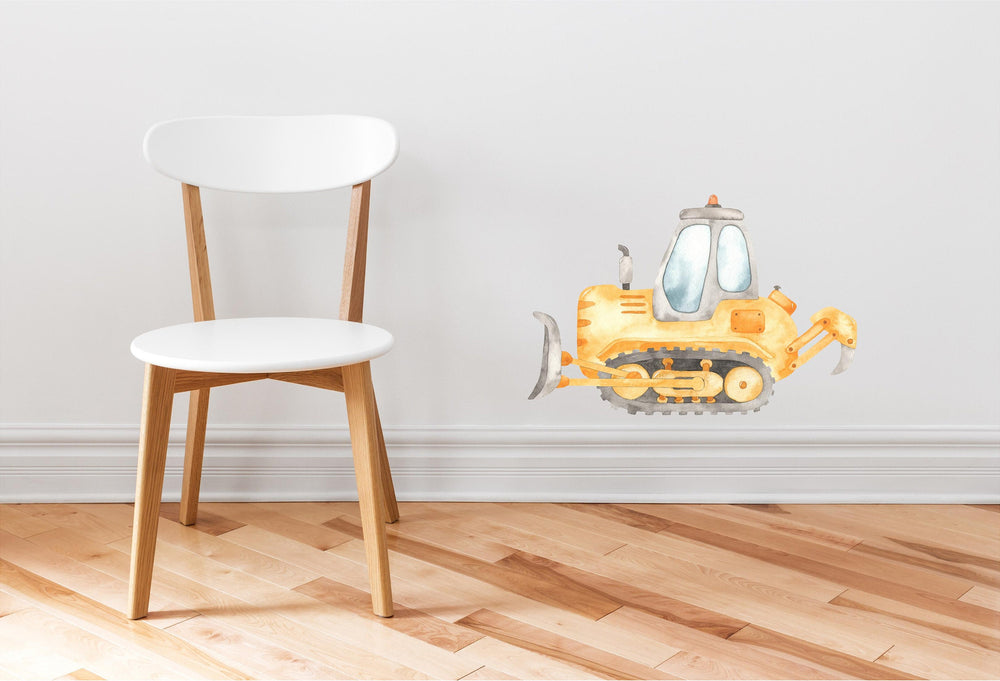 Watercolor Bulldozer Wall Decal