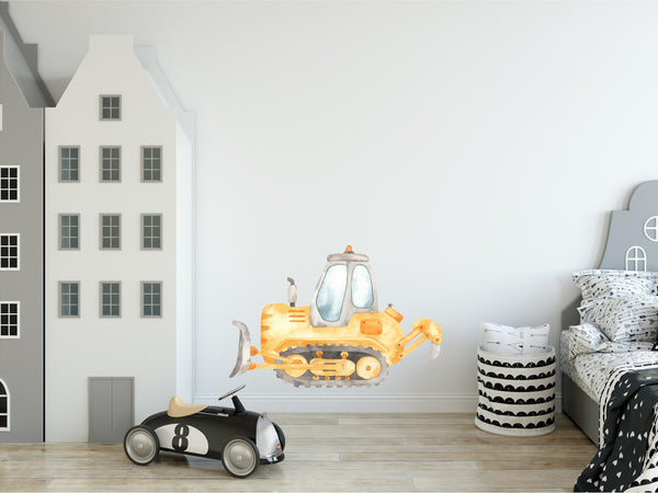Watercolor Bulldozer Wall Decal