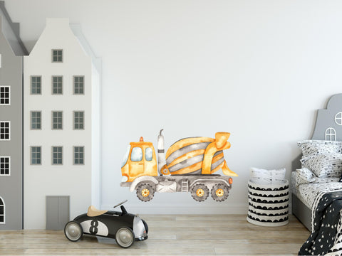 Watercolor Cement Truck Wall Decal