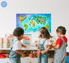 Children's Animal WORLD MAP Wall Decal Wall Art Removable Peel & Stick Wall Sticker for Kids Playroom Bedroom Nursery Decor