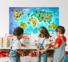 Children's Animal WORLD MAP Wall Decal Wall Art Removable Peel & Stick Wall Sticker for Kids Playroom Bedroom Nursery Decor