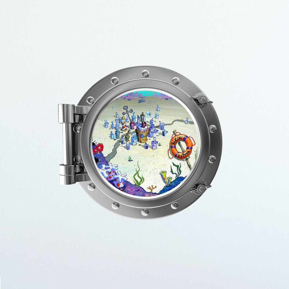 PortScape Cartoon Deep Sea Town | Ocean Porthole Window Wall Decal