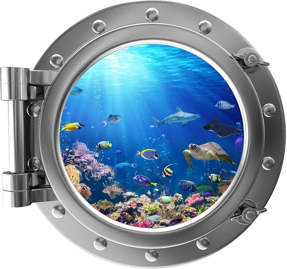PortScape Coral Reef Life 2 | Ocean Porthole Window Wall Decal