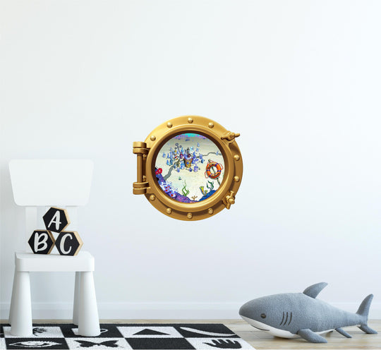 PortScape Cartoon Deep Sea Town | Ocean Porthole Window Wall Decal