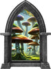 Mushroom Forest #1 Castle Window Wall Decal, Fairy Tale Wall Art, Enchanted Forest Wall Art, Mushroom Wonderland, Peel and Stick