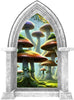 Mushroom Forest #1 Castle Window Wall Decal, Fairy Tale Wall Art, Enchanted Forest Wall Art, Mushroom Wonderland, Peel and Stick