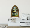 Mushroom Forest #1 Castle Window Wall Decal, Fairy Tale Wall Art, Enchanted Forest Wall Art, Mushroom Wonderland, Peel and Stick