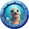 Curious Seal | Cartoon Porthole Window Wall Decal