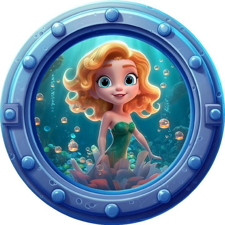 Mermaid 1 | Cartoon Porthole Window Wall Decal