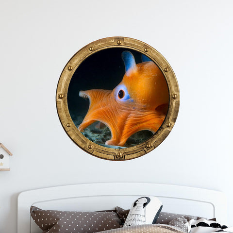 PortScape Dumbo Octopus | Ocean Porthole Window Wall Decal