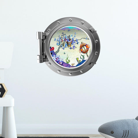 PortScape Cartoon Deep Sea Town | Ocean Porthole Window Wall Decal