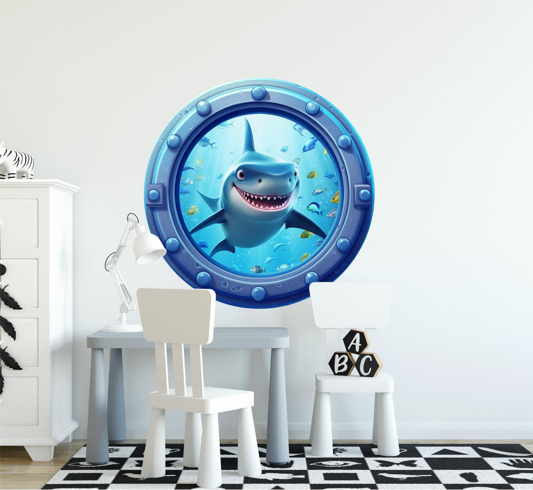 Baby Shark | Cartoon Porthole Window Wall Decal