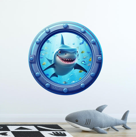 Baby Shark | Cartoon Porthole Window Wall Decal