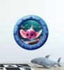 Pink Stingray | Cartoon Porthole Window Wall Decal