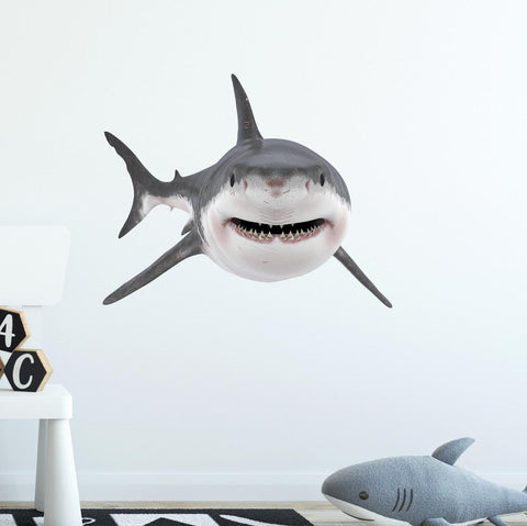 Great White Shark #2 Wall Decal Removable Vinyl Wall Sticker Boys Playroom Bedroom Nautical Under The Sea Ocean Decor
