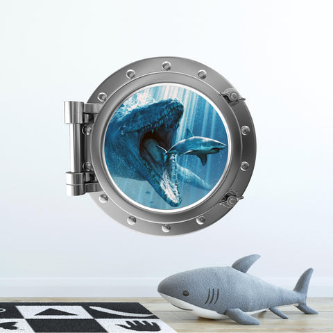 PortScape Mosasaurus | Ocean Porthole Window Wall Decal