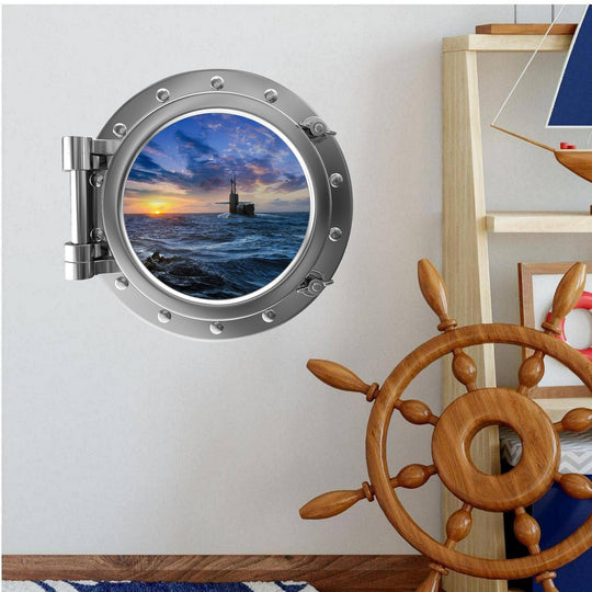 PortScape Submarine Sunset | Ocean Porthole Window Wall Decal