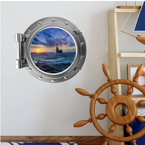 PortScape Submarine Sunset | Ocean Porthole Window Wall Decal