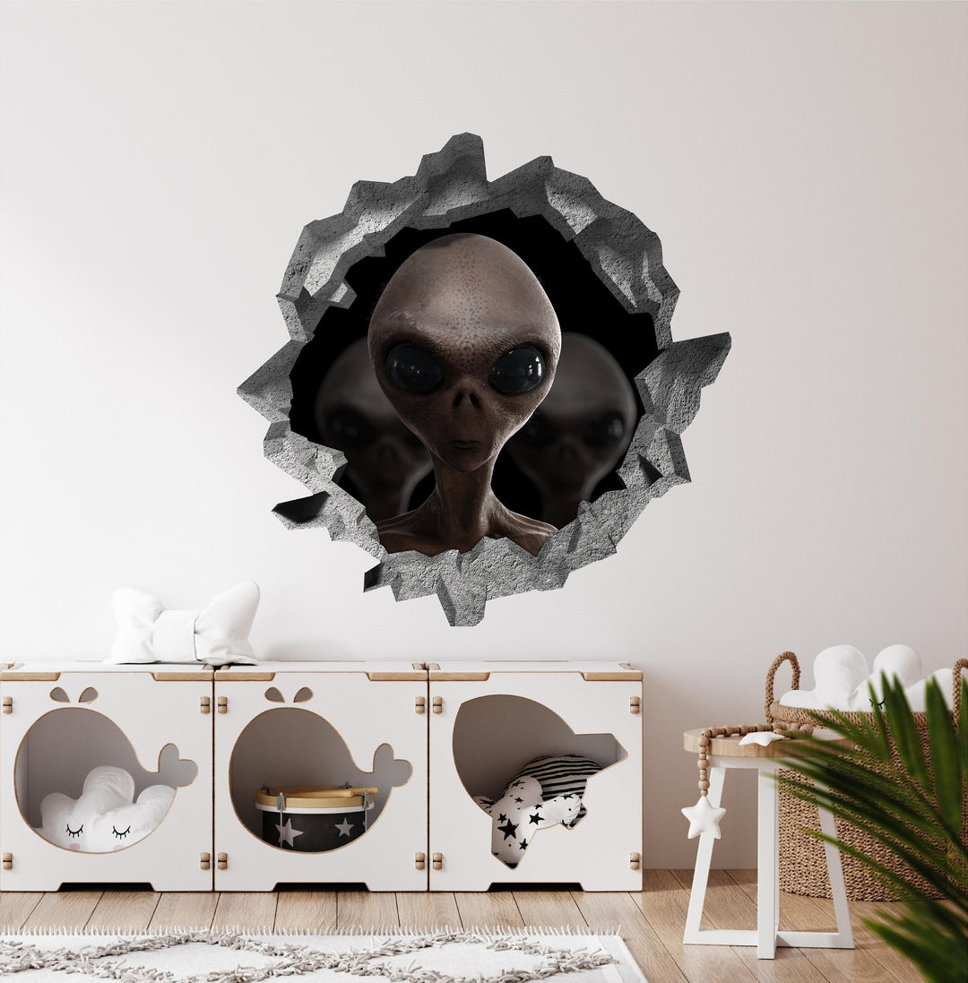 Alien Arrival 2 | 3D Hole In the Wall Decal