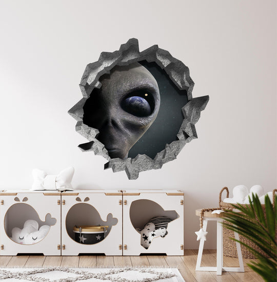 Alien Arrival | 3D Hole In the Wall Decal