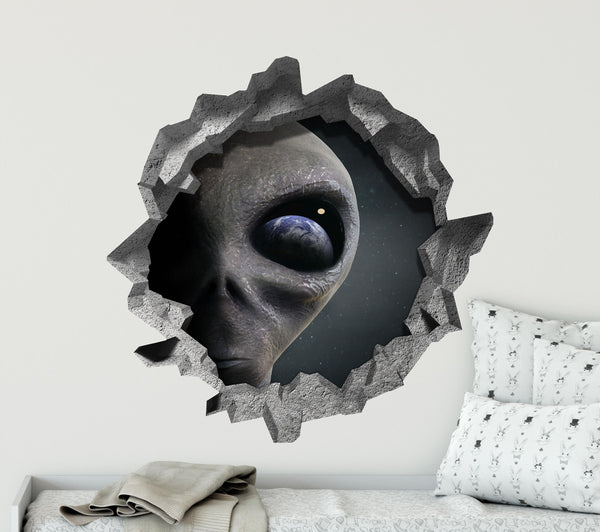 Alien Arrival | 3D Hole In the Wall Decal