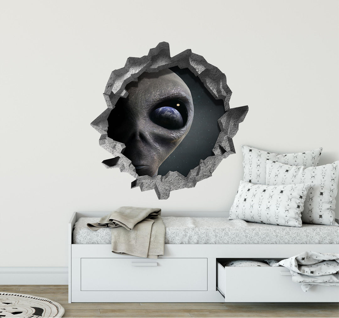 Alien Arrival | 3D Hole In the Wall Decal