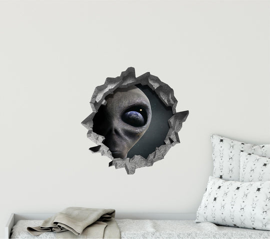 Alien Arrival | 3D Hole In the Wall Decal