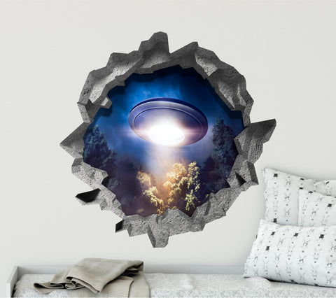 Alien UFO 1 | 3D Hole In the Wall Decal