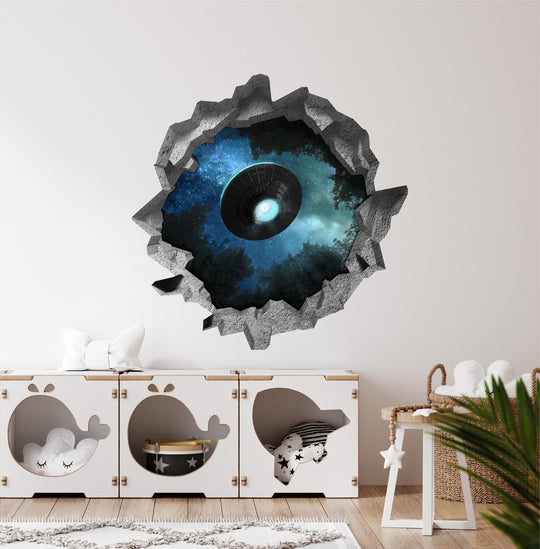 Alien UFO 3 | 3D Hole In the Wall Decal