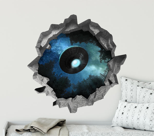 Alien UFO 3 | 3D Hole In the Wall Decal