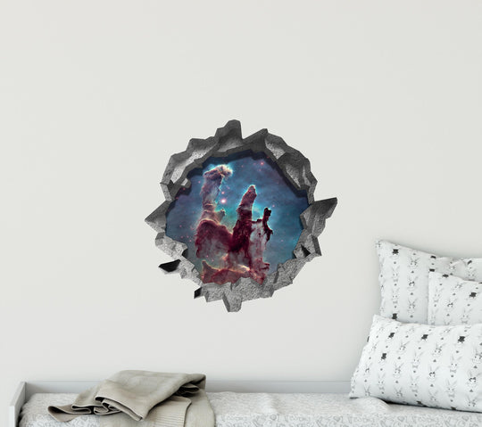 Galaxy Pillars of Creation Nebula | 3D Hole In the Wall Decal