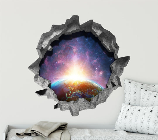 Sunrise Over Earth | 3D Hole In the Wall Decal