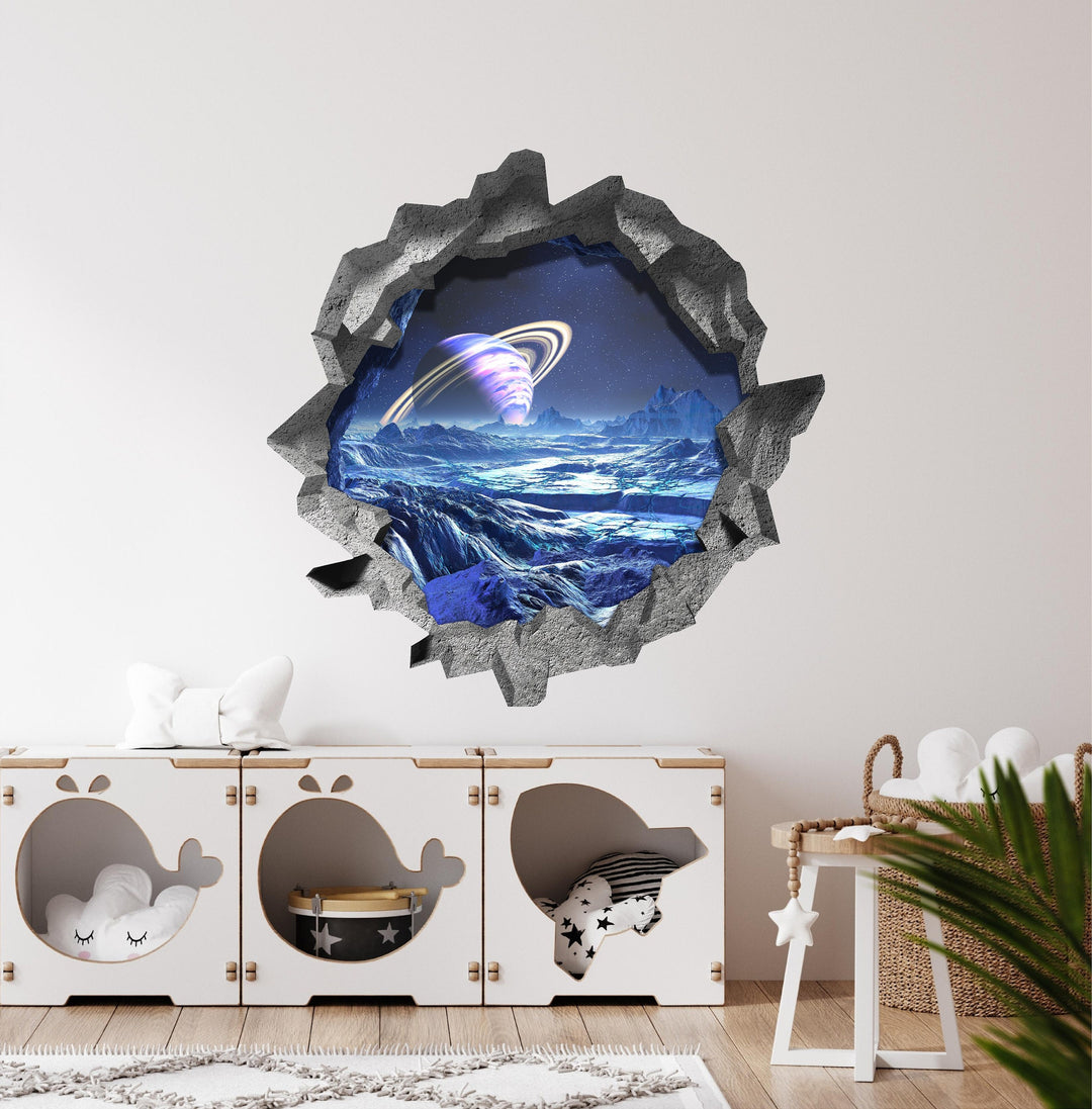 Alien Ice Planet | 3D Hole In the Wall Decal