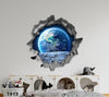 Earth From Moon | 3D Hole In the Wall Decal