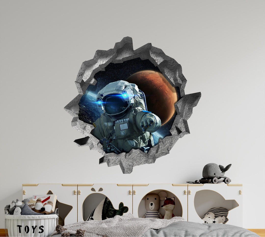 Astronaut Lost In Space | 3D Hole In the Wall Decal