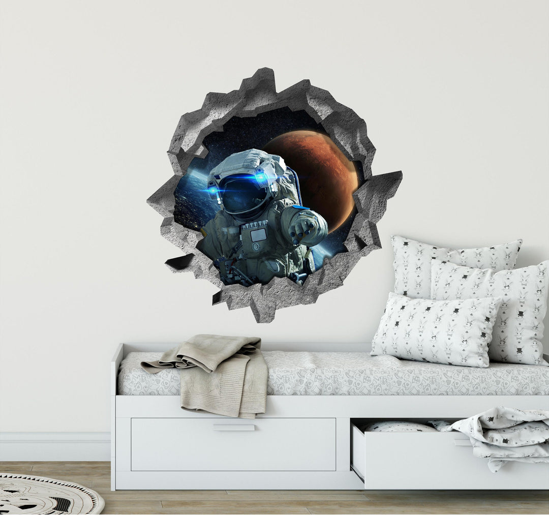 Astronaut Lost In Space | 3D Hole In the Wall Decal