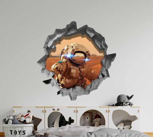 Astronaut Lost On Mars | 3D Hole In the Wall Decal