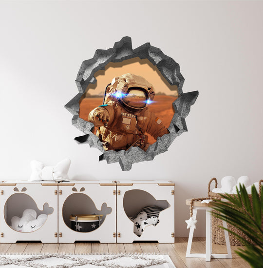 Astronaut Lost On Mars | 3D Hole In the Wall Decal