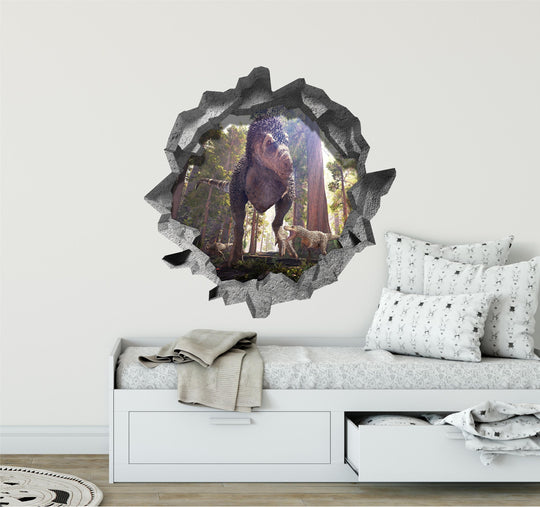 T-Rex & Babies | 3D Hole In the Wall Decal