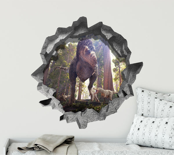T-Rex & Babies | 3D Hole In the Wall Decal