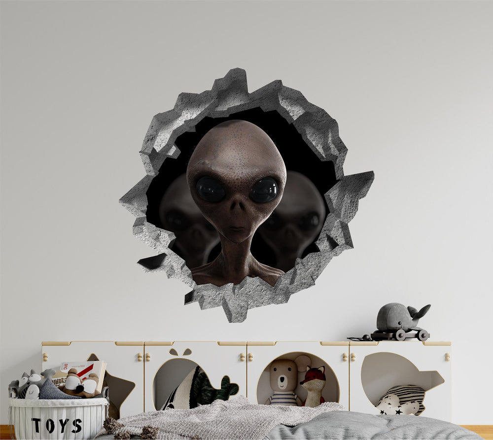 Alien Arrival 2 | 3D Hole In the Wall Decal