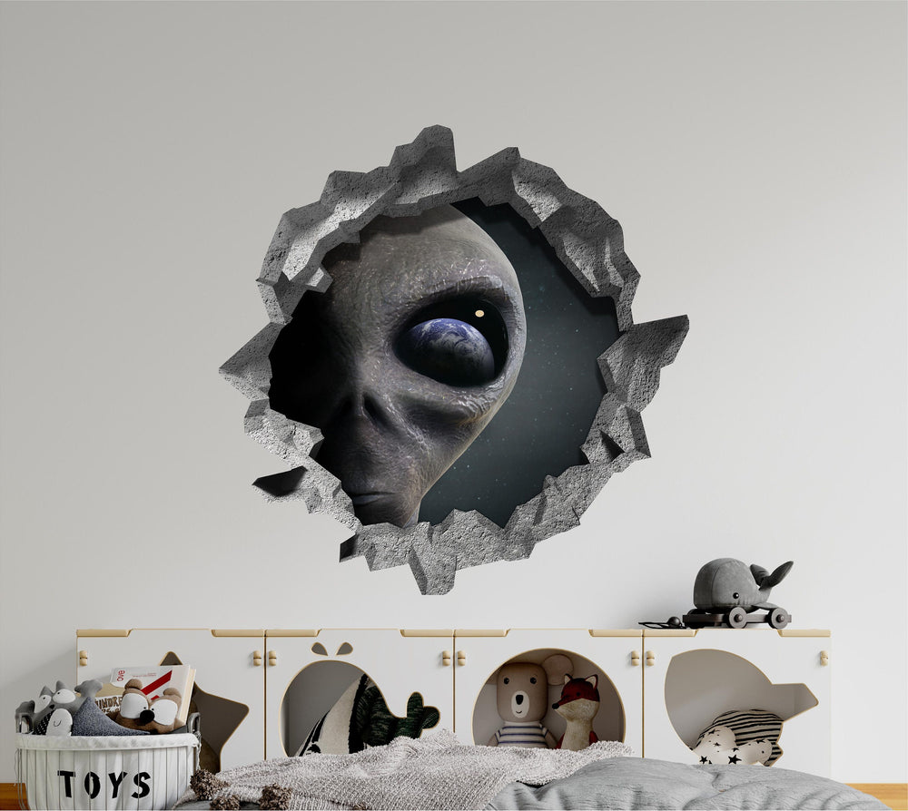 Alien Arrival | 3D Hole In the Wall Decal