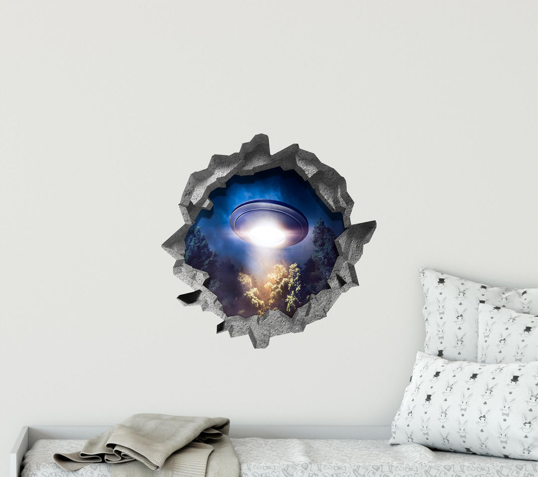 Alien UFO 1 | 3D Hole In the Wall Decal