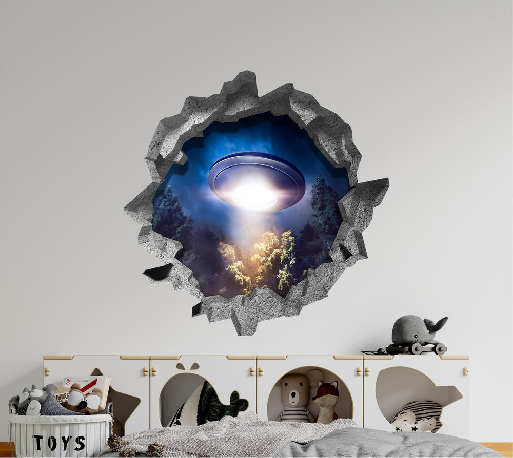 Alien UFO 1 | 3D Hole In the Wall Decal