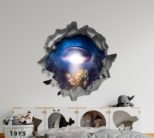 Alien UFO 1 | 3D Hole In the Wall Decal